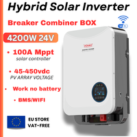 FCHAO 4200W Hybrid Solar Inverter 24V,100A MPPT Controller,Pure Sine have, LiFePO4 Battery,45-450V PV output, combine Box