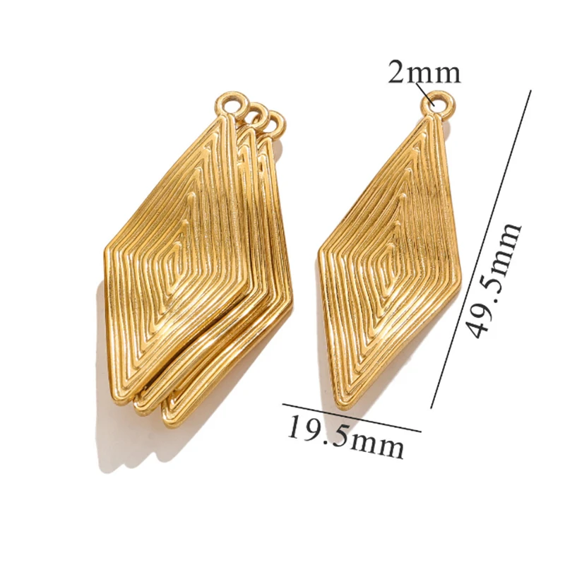 5 Pieces New Fashion 18K Gold Plated Geometric Stripe Square Charms For DIY Earrings Necklace Pendant Jewelry Making Accessories