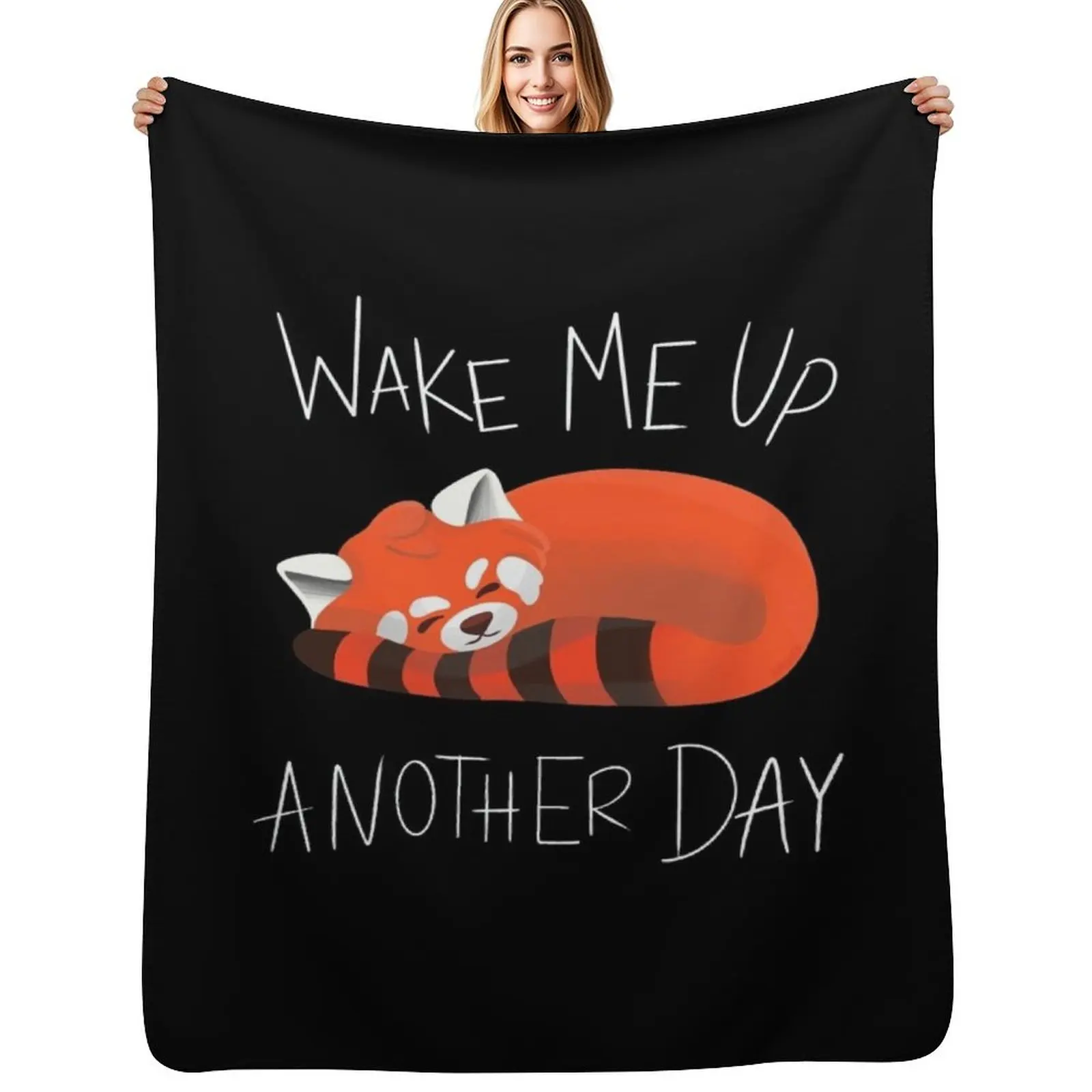 

wake me up another day red panda Throw Blanket Foldable Soft Warm Blanket for Outdoor Use