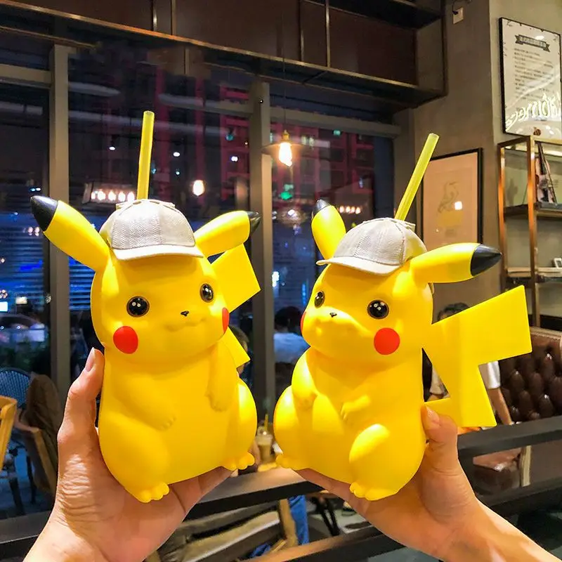

Kawaii Pikachu Water Cup Cute Anime Straw Cup Pokémon Student Dormitory Children Home Out of The Portable Water Glass