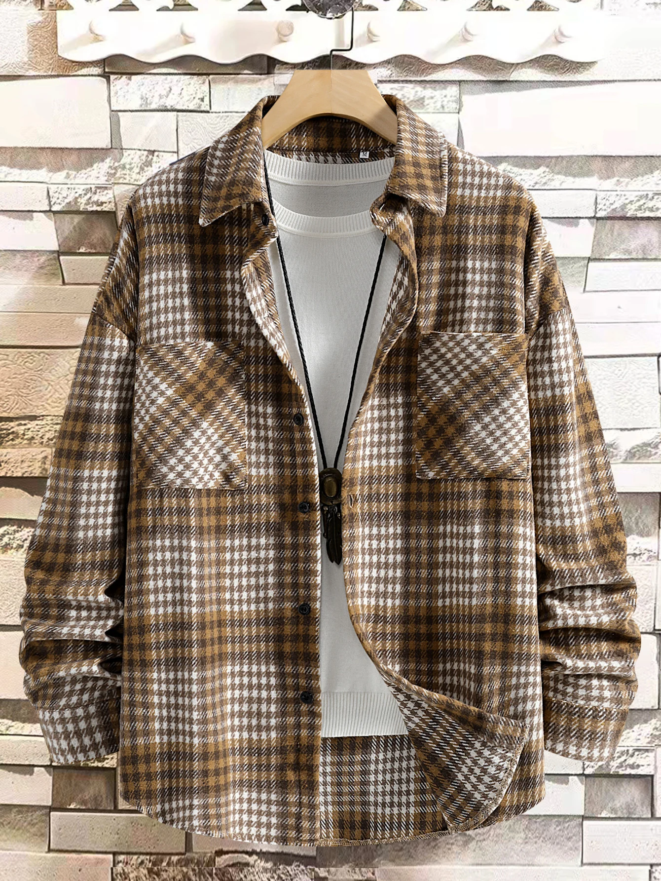 New Fashion Retro Plaid Shirt Jacket, Men\'s Casual Elegant Button Up Long Sleeve Shirt Jacket For Spring Fall Business