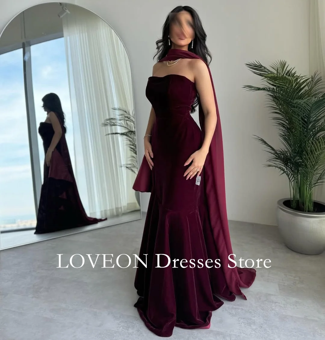 Sweetheart Velvet Ruffles Formal Evening Dresses Pleat Sleeveless  فساتين سهرة  Customized Elegant Prom Growns Party Women