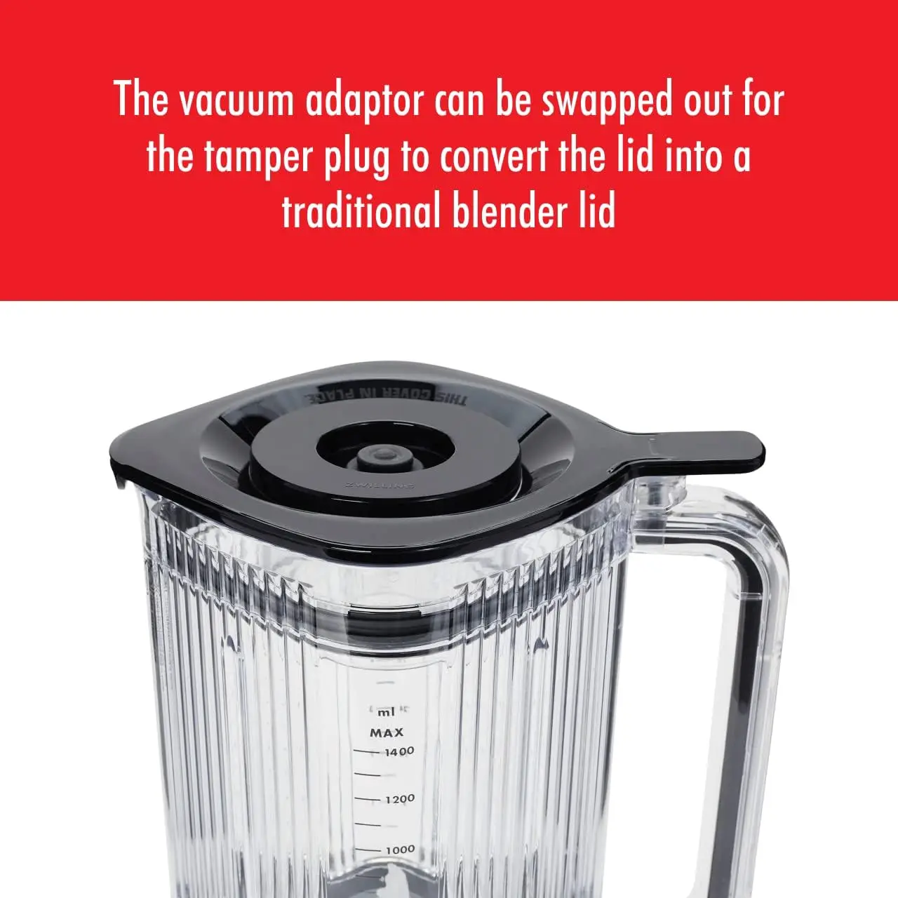 برطمان خلاط كهربائي من إنفينيجي سعة 48 أونصة مع شفرة متقاطعة وغطاء مكنسة كهربائية - أسود