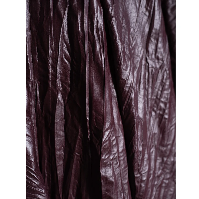 Leather Pleated Fabric Fold Soft Spring Summer Thin Dark Purple Red Creative Clothing Decoration Cloth Diy Sewina By Meters