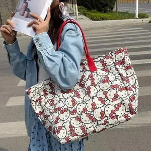 Alışveriş çantası omuz taşınabilir kadın animasyon özelliği Hello Kitty, büyük kapasiteli çanta rahat seyahat kısa mesafe, yeni trendler, 2024 En çok satılan 12 el çantası hello kitty-no. 11
