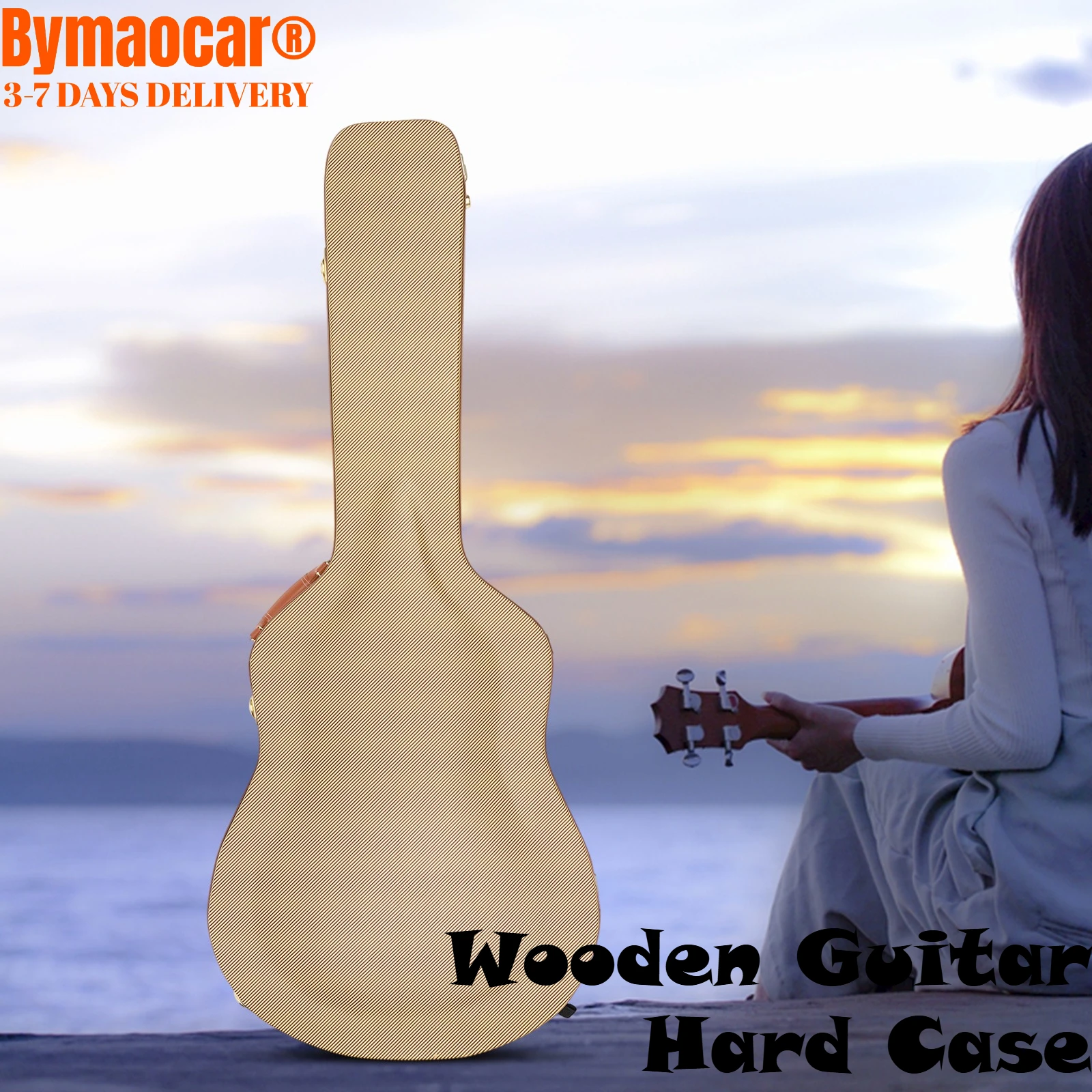 

Wooden Guitar Case for Electric Guitar Hard Bag, Iron Latch, Sponge Lining, Metal Feet, 41'' Storage Space Wooden Shell Lockable