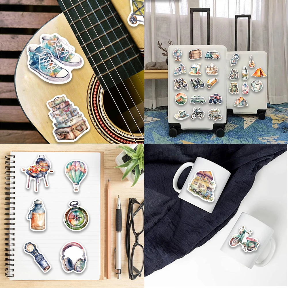 10/50pcs Ins Style Outdoor Travel DIY Stickers Scrapbooking Phone Luggage Skateboard Decorative Waterproof Graffiti Decals