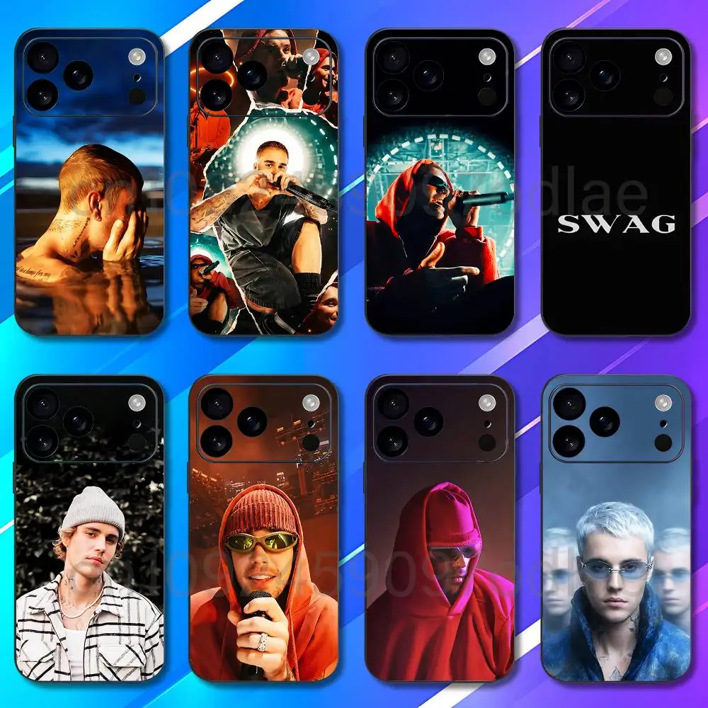 J-Justin B-Bieber SWAG II Black Soft Skin-friendly For iPhone 17 16 15 14 18 13 12 11 Plus Pro Max Mini Air Phone Case