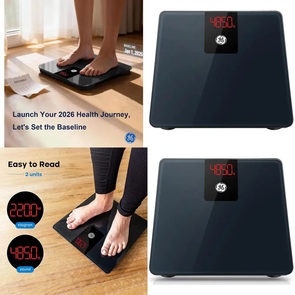 

500lb Capacity Digital Bathroom Scale with Bluetooth and BMI Tracking, Black