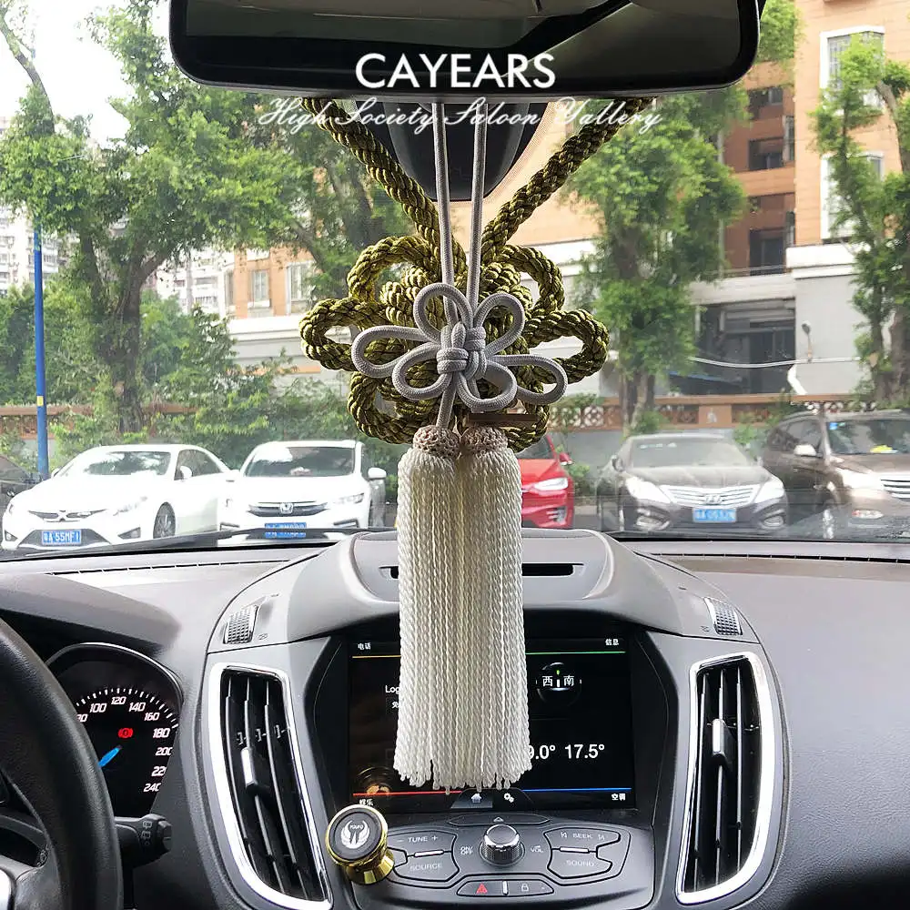 Cayears JDM Junction Produce New Model Large Kintsuna Golden Kin Rope JP Fusa Kiku Knot Luxury Car Rearview Mirror VIP Fastening