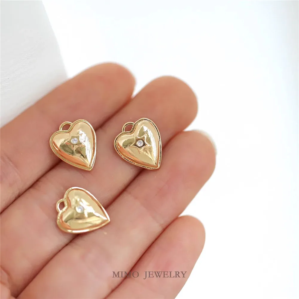 

1PCS 12.9x11mm DIY Handmade Accessory with Copper-plated Real Gold Metal Punk Style Embossed Star Heart Pendant