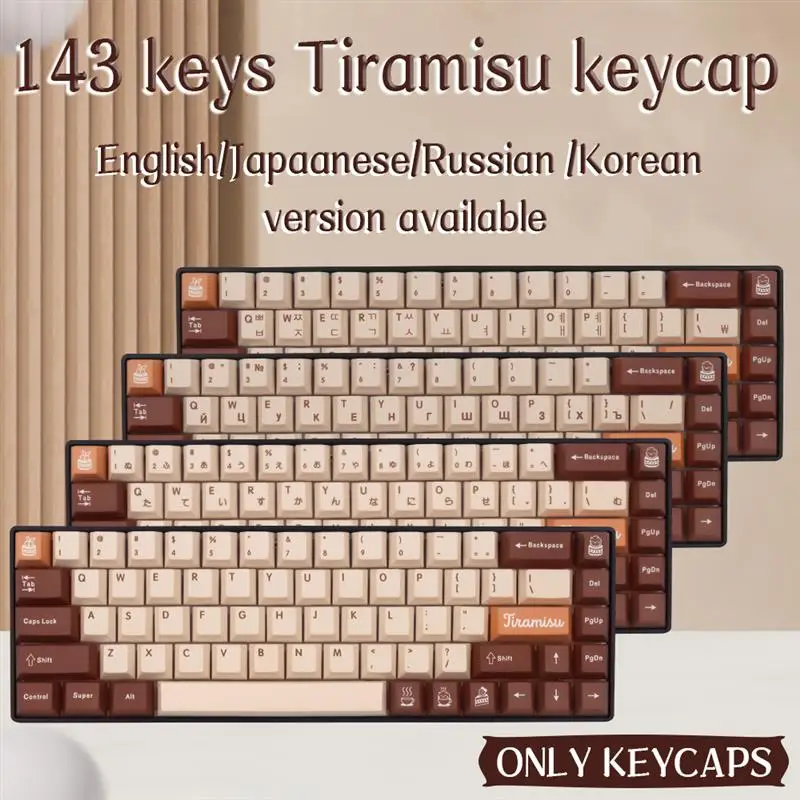 

GMK Tiramisu brown key caps PBT Cherry Profile keycap for 61/64/rk68/84/75/87/100/980/104/108 key mechanical keyboard