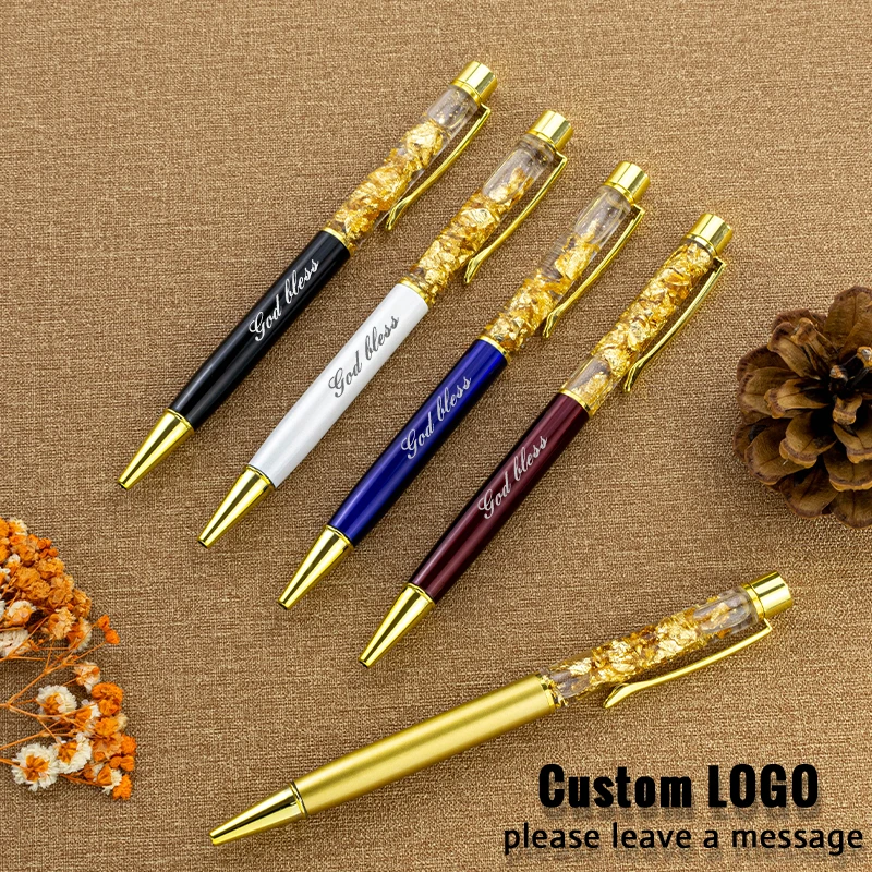 

Gold Foil Luxury Metal Ballpoint Pen Custom LOGO Personalized Cute Advertising Gifts Teacher Student Stationery Office Supplies