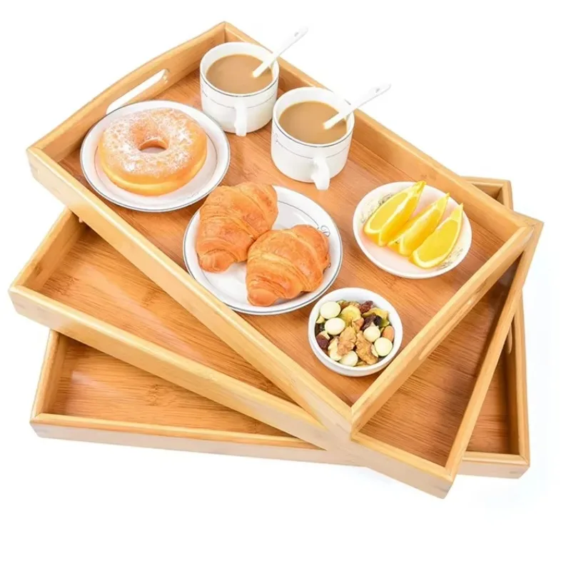 

and wood material tray Kitchen with handle tray Storage tray is very suitable for dinner parties, tea bars, table breakfast