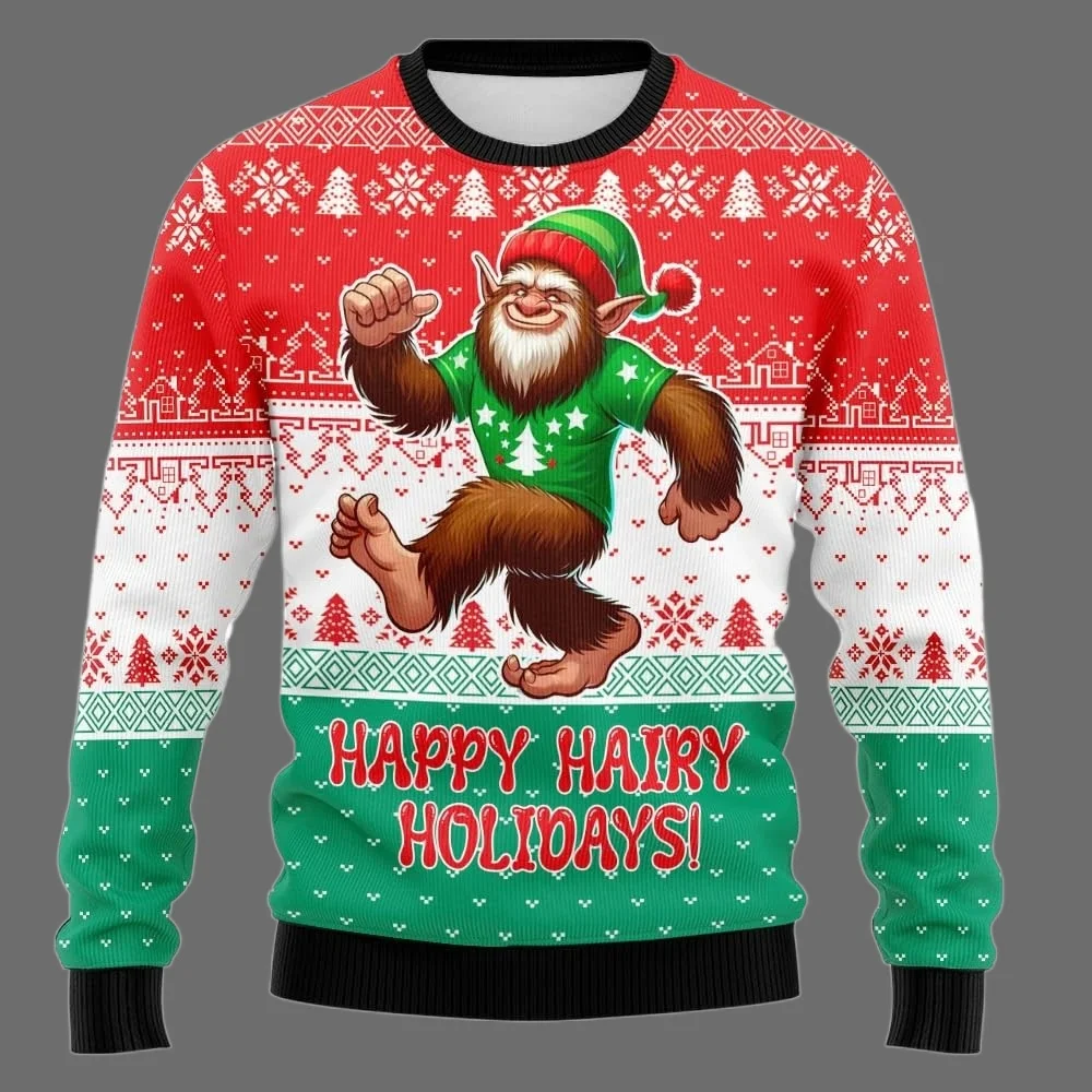 25/26 Hot Selling New MERRY SQUATCHMAS Series Ugly Sweater Family Christmas Party Hoodie Enlarged Adult Autumn/Winter Top