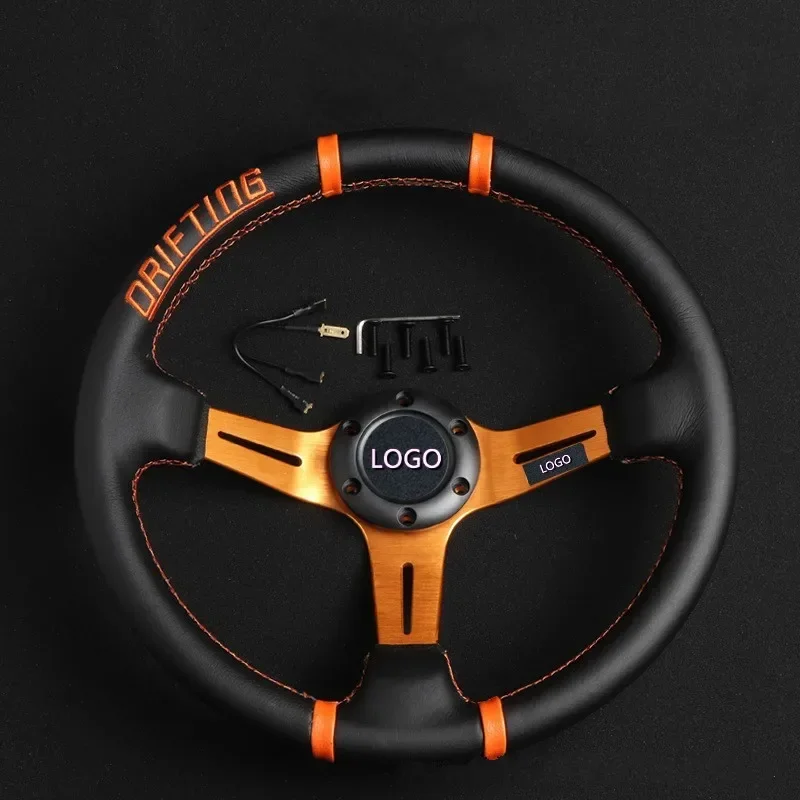 Automobile Refitted Racing Car 14 Inch MO Inner Diameter 350mm Leather PU New Leather Universal Steering Wheel