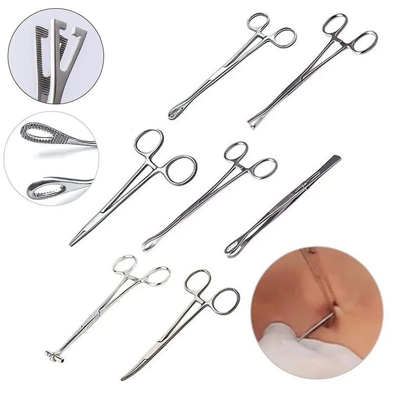 1Pc Surgical Steel Opening Closing Needle Ball Clamp Plier Different Open Shape Tweezers Piercing Professional Puncture Tool