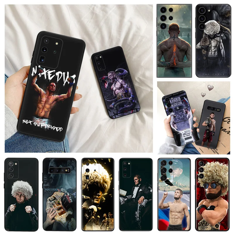 Matte Phone Case For Samsung Galaxy S24 S23 S22 S21 S20 FE S10 Plus Note 20 Ultra S10E KHabib Nurmagomedov Black Soft Cover