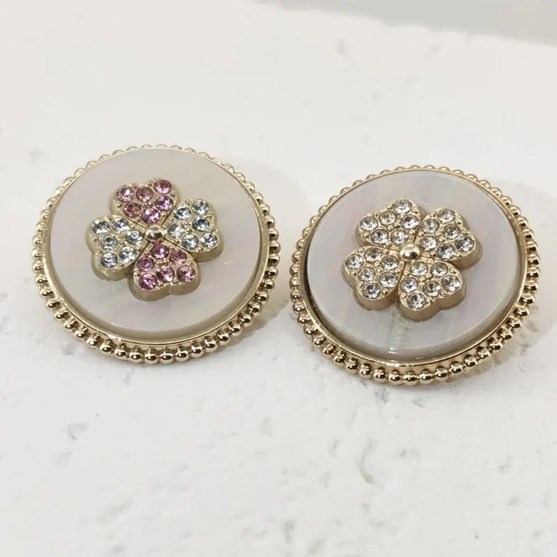 6 stücke 18/23mm Luxus Strass Einstellung Knöpfe DIY Herz Metall Runde Nähen Knopf Handgenähte Knöpfe Mantel anzug Kleidung Zubehör – Detail 1