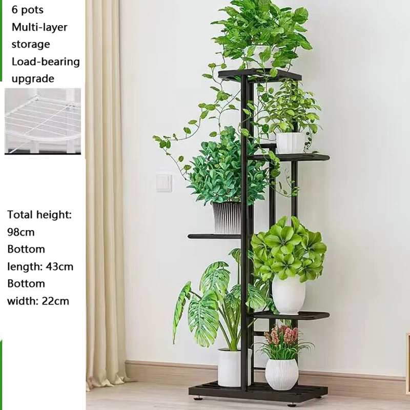 Flower Rack Indoor Home Living Room Flower Pot Rack Floor-Standing Storage Rack Foldable Multi-Layer Space-Saving Pothos Rack