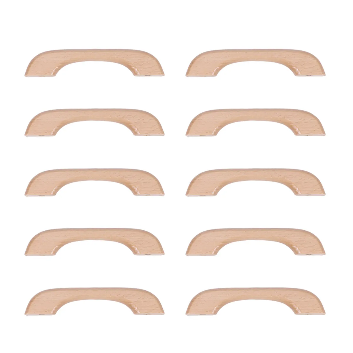 

10 шт. деревянных ручек-скоб с двумя отверстиями, из массива дерева, современный простой дизайн, для ящиков, шкафов, гардеробов, мебели