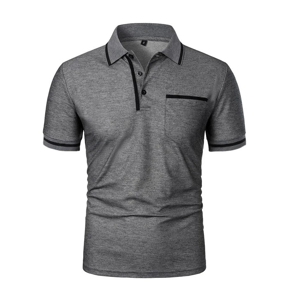 Herren Sommer Neues Modisches Kurzarm-Poloshirt, Lockeres Lässiges Poloshirt mit Tasche, Atmungsaktives Männer-Oberteil – Detail 8
