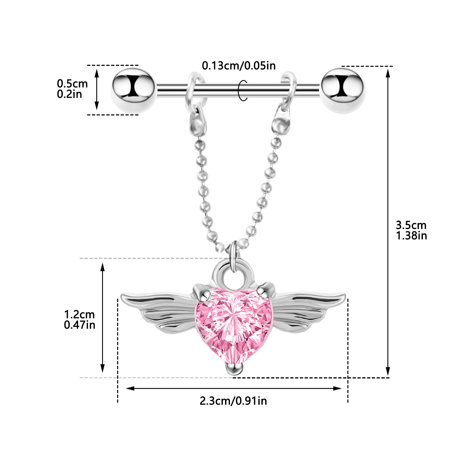 2Pcs/set Stainless Steel Heart-shaped Wings Nipple Ring Jewelry Punk Body Breast Nipple Piercing For Sexy Women Girls Wholesale