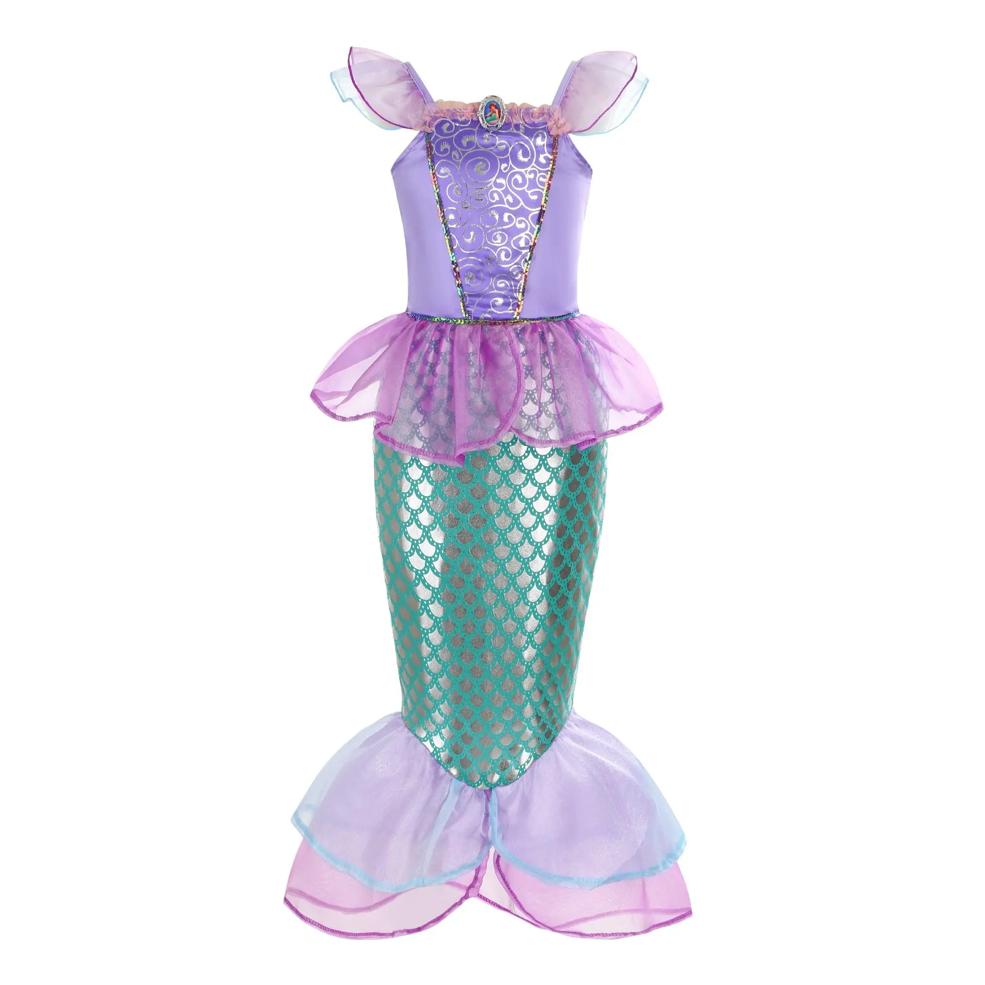 Costumi da principessa Disney Ariel Abito cosplay per bambini Ragazze Abito da sirena Ragazze Estate Casual Halloween Festa di compleanno Vestire