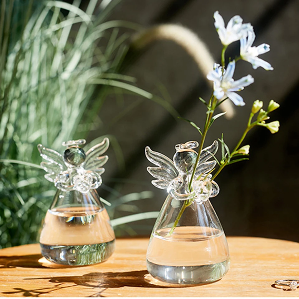 2024 Creative Hydroponic Angel Vase Hanging Transparent Glass