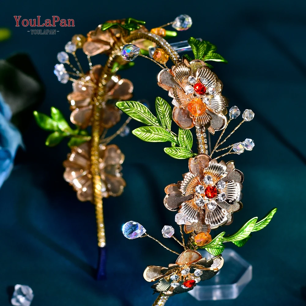 

YouLaPan Bridal Headband Alloy Flower Hair Hoop Woman Wedding Hair Accessories Rhinestone Hairband Bride Headpiece HP869