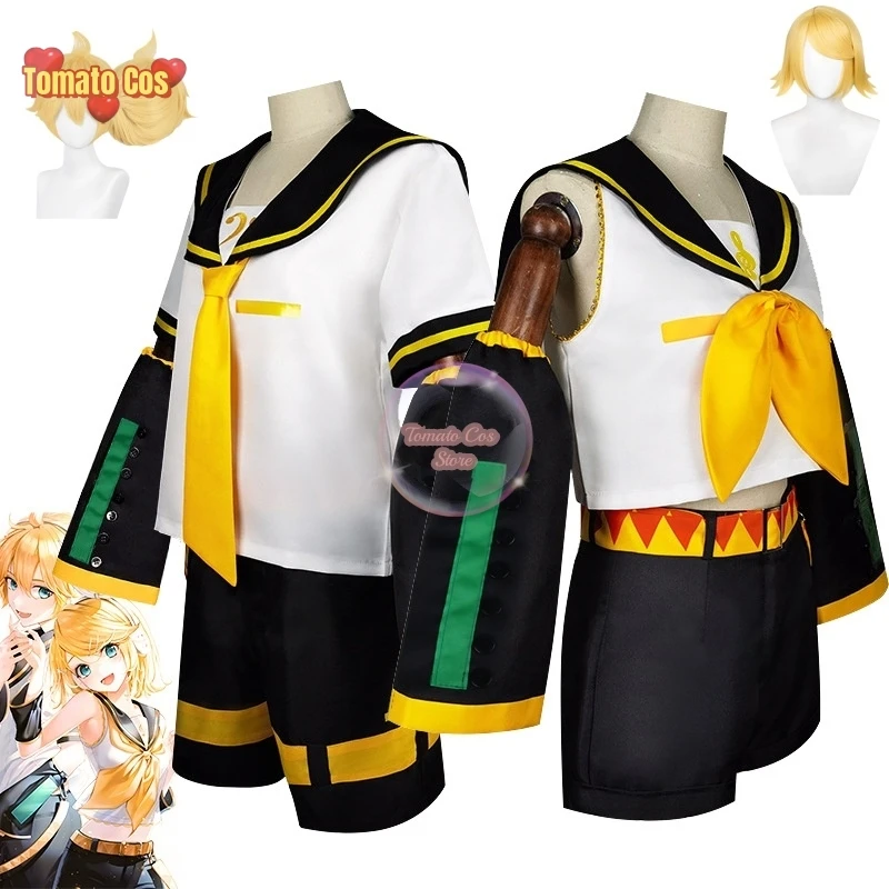 Anime Rin Len Fantasia Cosplay, Uniforme Kagamine JK para o Halloween, Roupas Comic Con