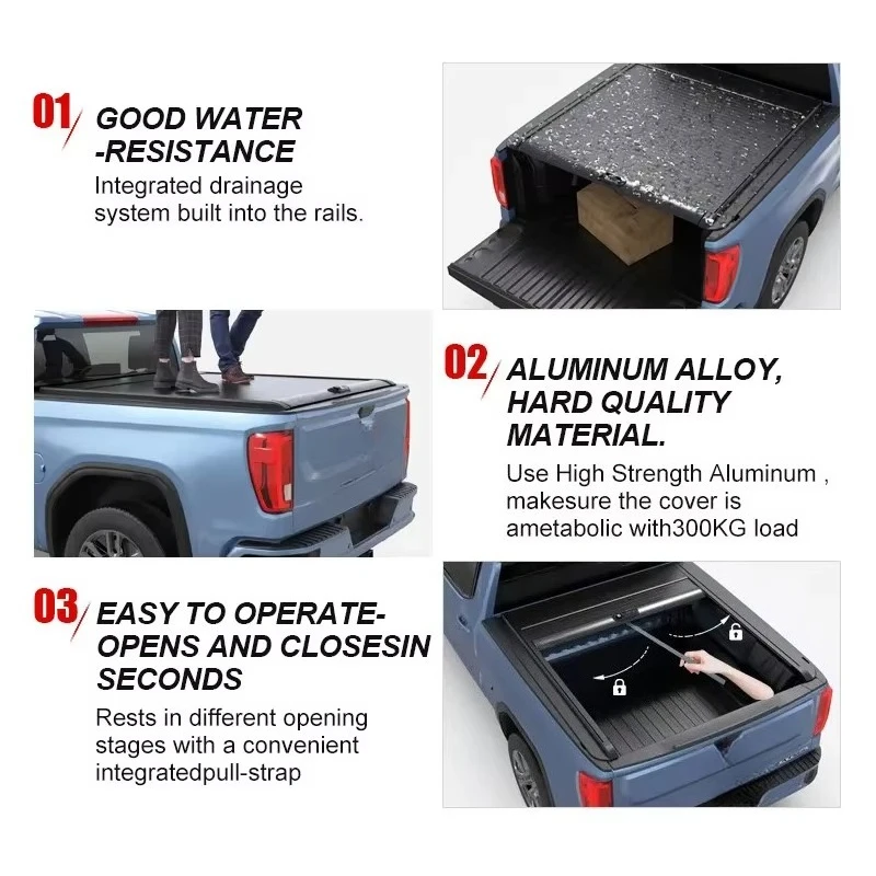 Electric Aluminum Alloy Hard Power Retractable Roll Locking Waterproof Tailgate Lock Pickup Truck Bed Tonneau Cover