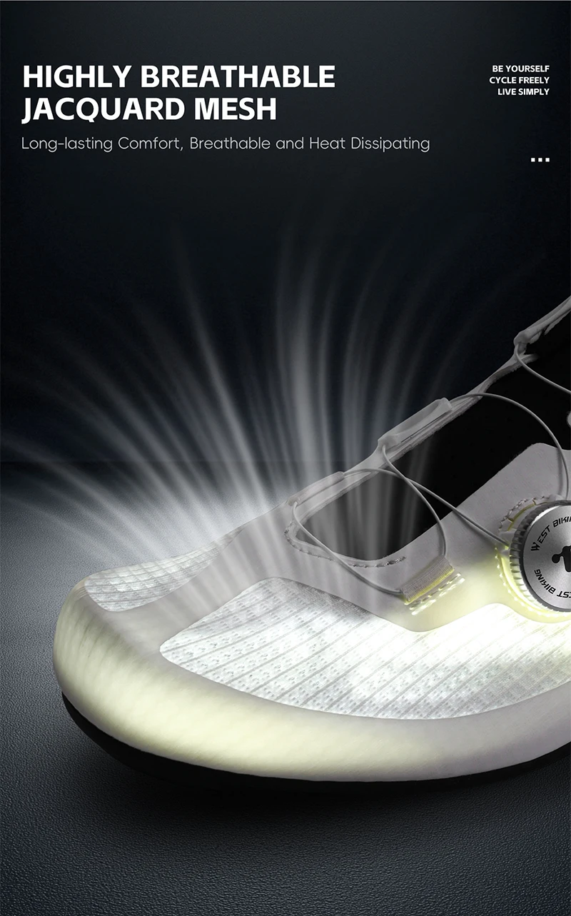 WEST BIKING Herren-Rennradschuhe mit Carbonfaser-Sohle, Dual-Dial-Renn-Sneaker, leichte, atmungsaktive Fahrradschuhe für SPD SL – Detail 8