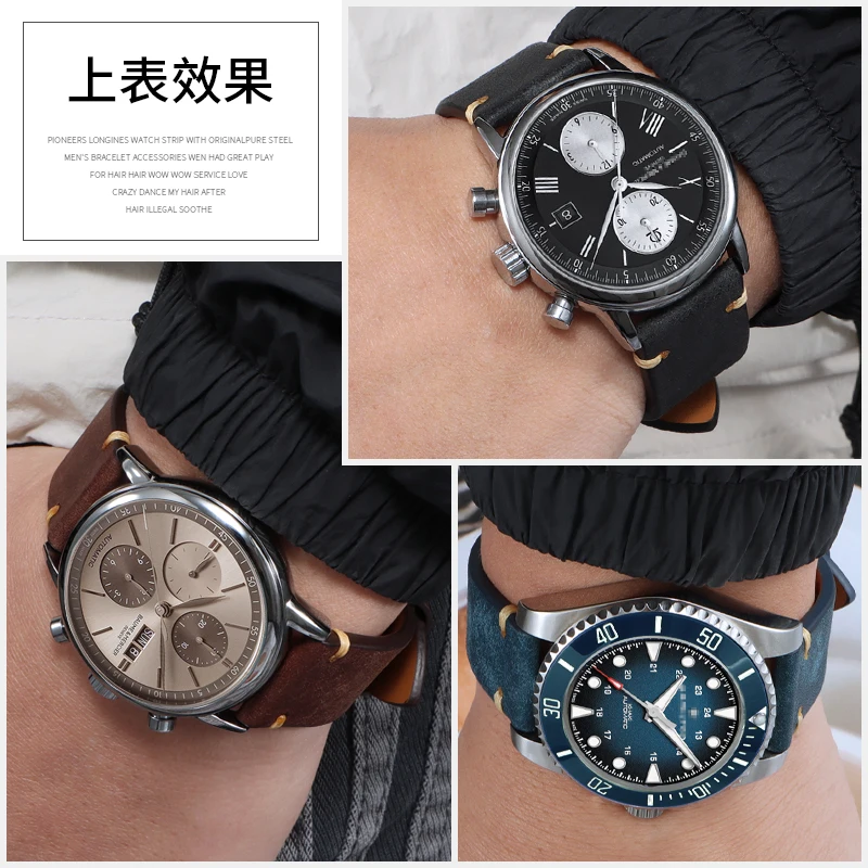 متوافق مع أشرطة الساعات المصنوعة من الجلد الطبيعي لسلسلة الساعات الكلاسيكية هاميلتون والكاكي للطيران والميدان والبحريية والأمريكية مقاس 20 مم