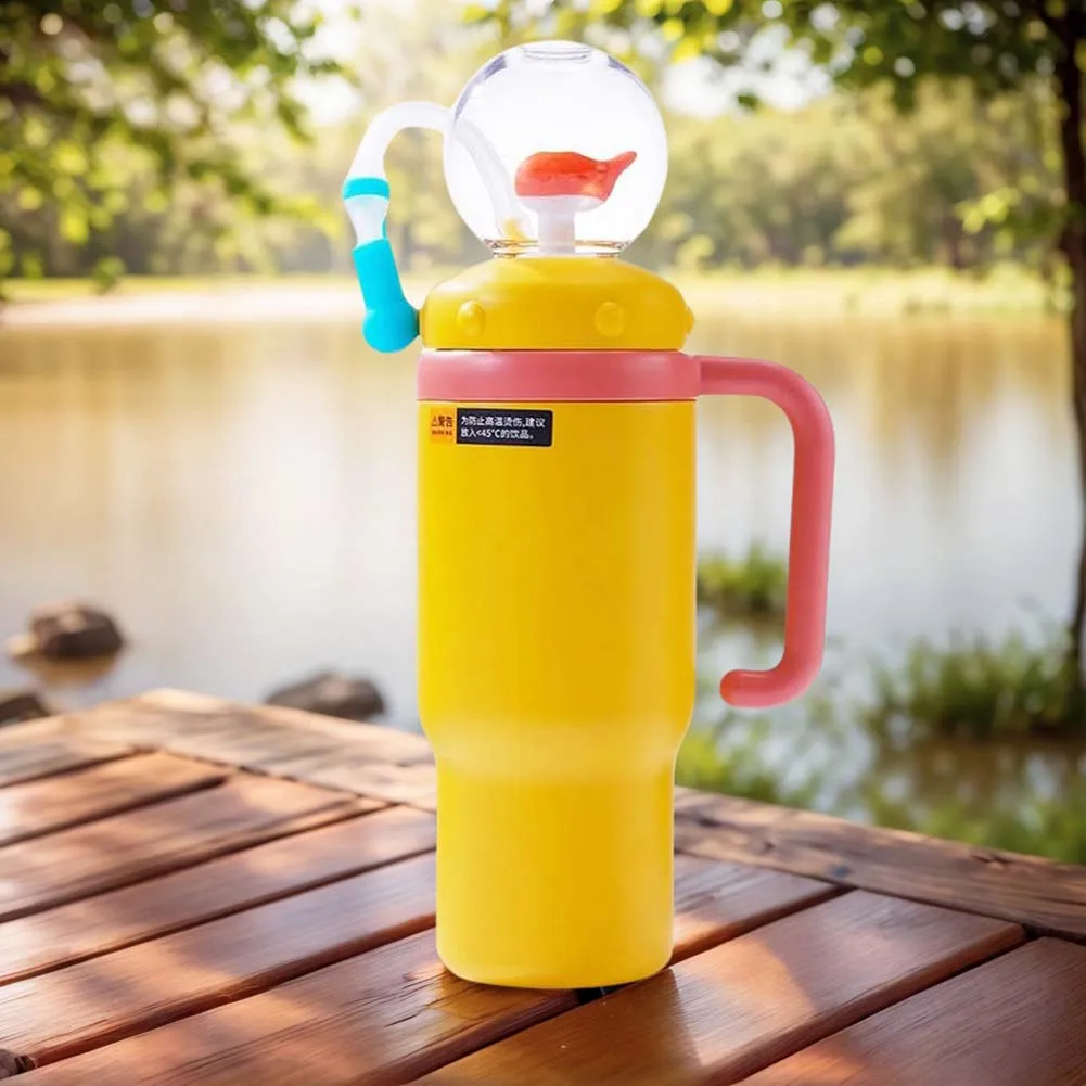 كوب نافورة الحوت من الفولاذ المقاوم للصدأ سعة 24 أونصة للأطفال والمراهقين والكبار