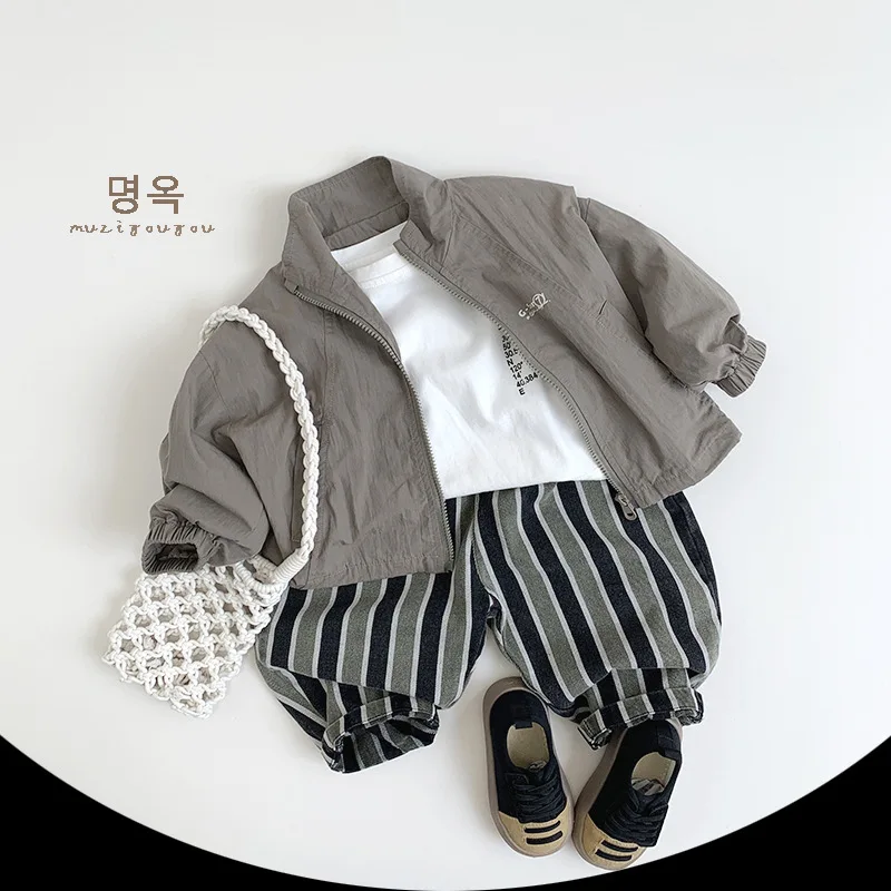 2026 Autumn New Children Loose Trousers Boys Versatile Casual Pants Baby Girls Fashion Vertical Striped Harem Pants Kids Clothes