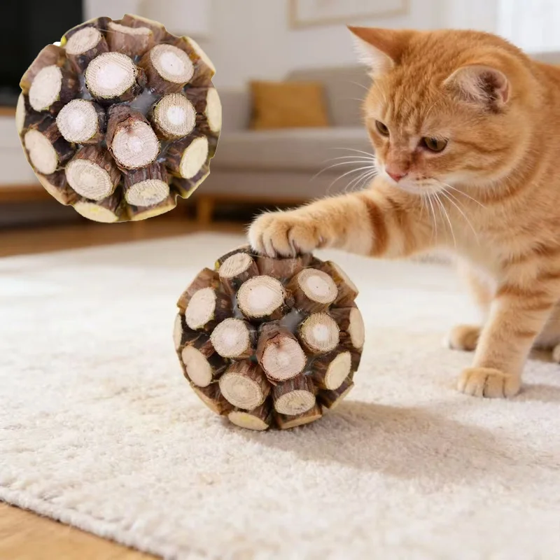 Katzenminze-Stickball Haustier-Katzenspielzeug Natürliche Holz-Polygonum-Stäbe Kätzchen-Zahnreinigungsspielzeug Haustier-Katzen-Kauspielzeug