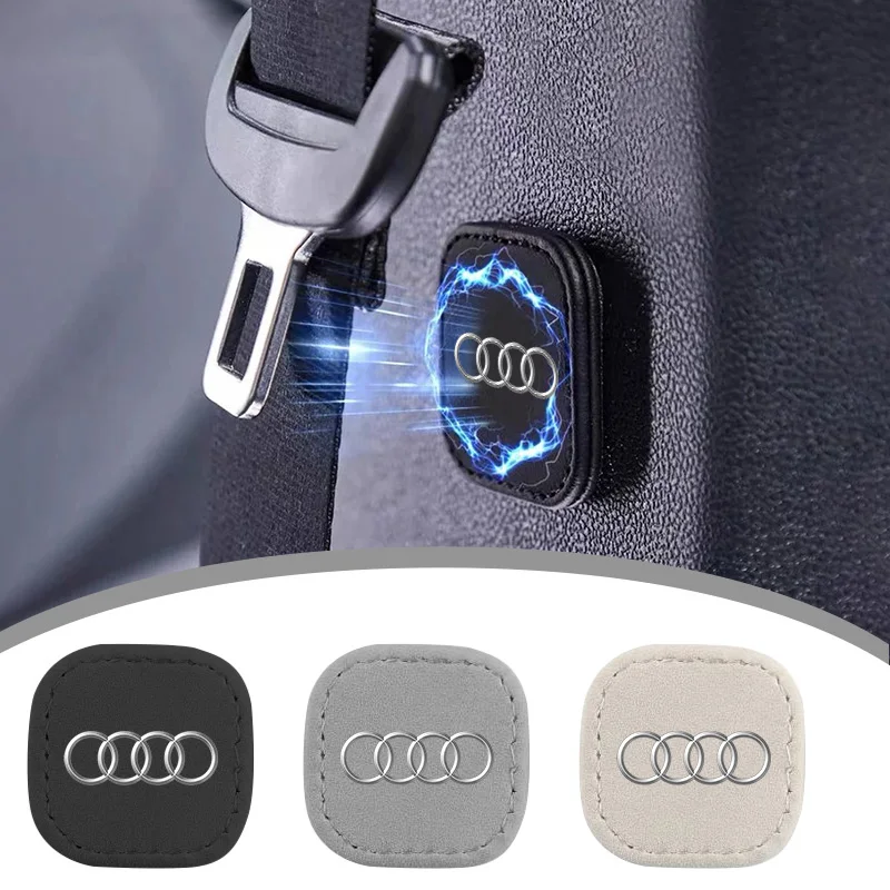 For Audi RS Sline A3 A4 B9 A6 Q8 SQ8 E-tron C8 A7 S7 A8 D5 S8 Q7 Q5 S4 Suede Car Magnetic Seat Belt Holder Seat Belt Fixing Clip