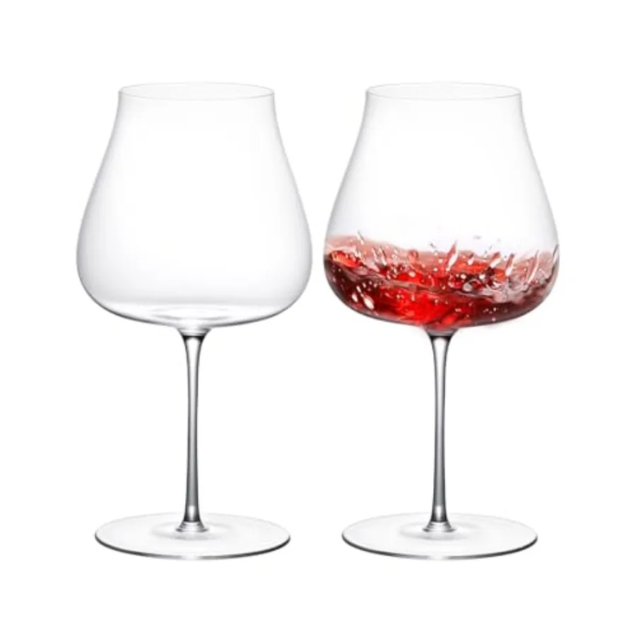 Juego de 2 Copas de Vino de 5 oz, Copas de Vino de Burdeos Sopladas a Mano con Borde y Tallo Largo, para Vino Tinto y Blanco, para Uso Diario, Bodas, Aniversarios o