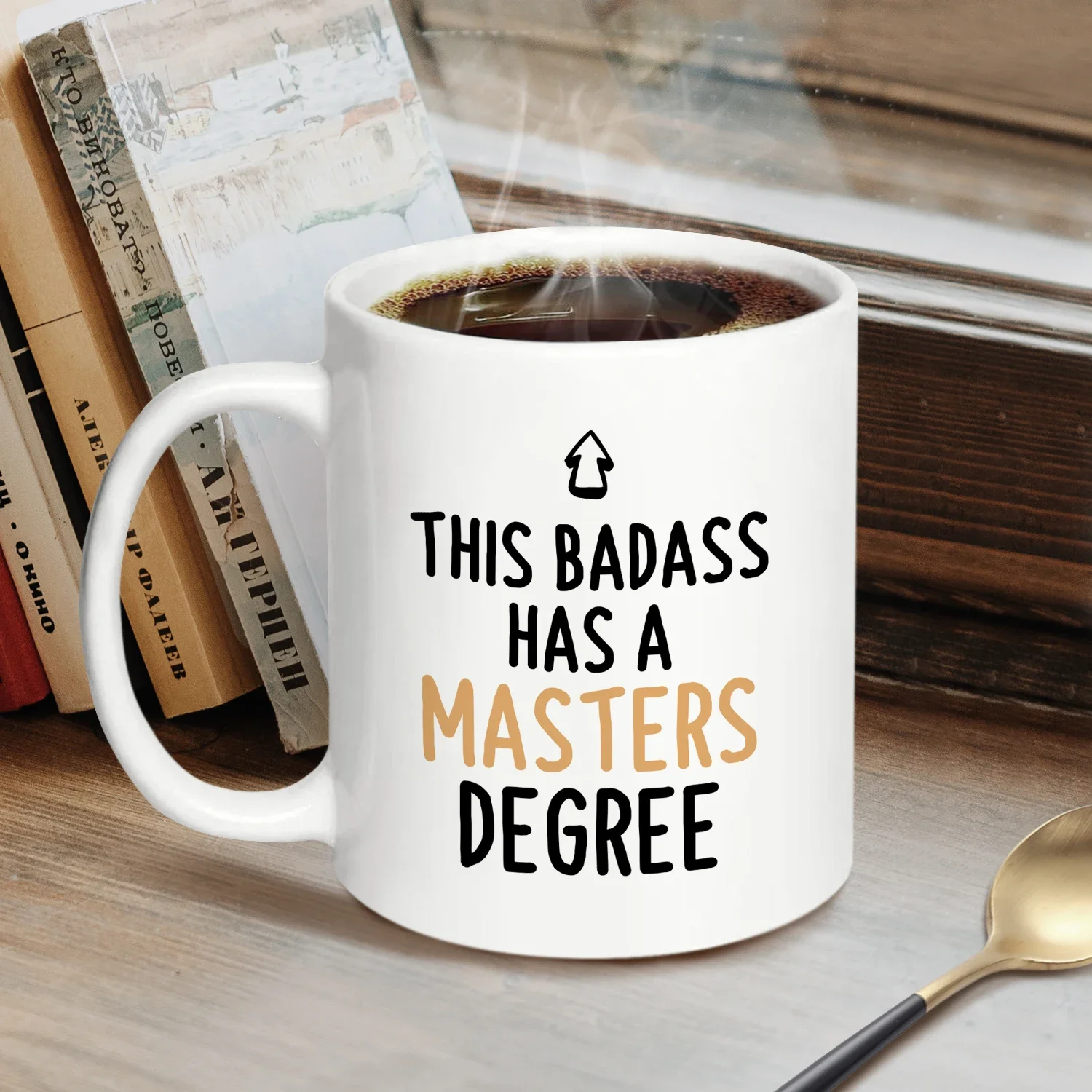 Masters Degree Graduation Gifts, This Badass Has a Masters Degree Coffee Mug, 320ml White Ceramic Coffee Mugs