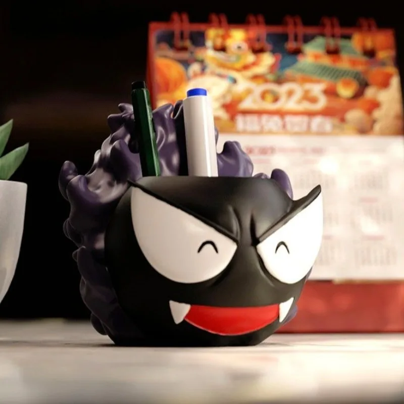 Pokemon Gastly Resin Pen Holder Student Kawaii Anime Character Design Desktop Stationery Storage Box Cartoon Room Decoration Toy