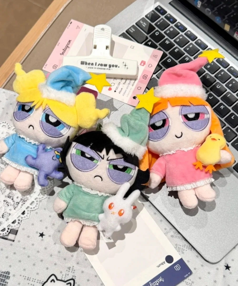 

HUGKIS The Powerpuff Girls Bubbles Plush Pendant Cute Keychain Bag Charm Soft Stuffed Decor Lovely Gift For Women Bag Decoration
