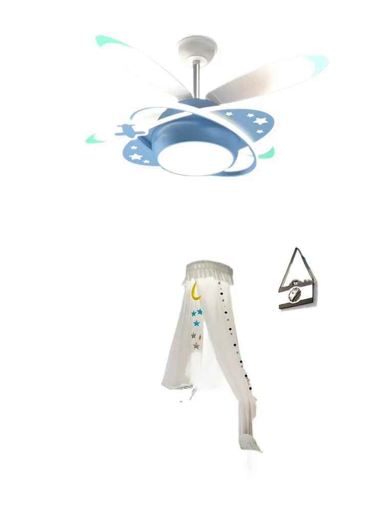 Children's room fan light, new model for boys and girls, bedroom light with electric fan, integrated ceiling fan light, full spe