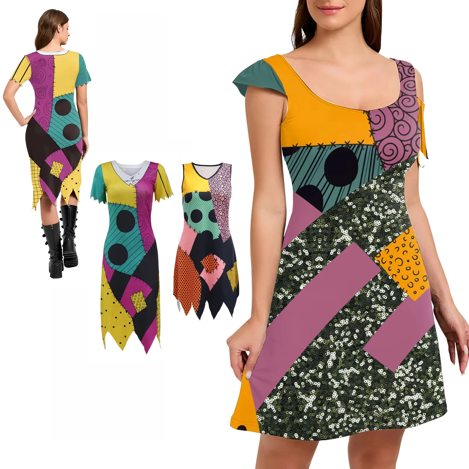 

Костюм «Кошмар перед Рождеством Салли» для Хэллоуина, карнавала, сценического представления, маскировочный костюм, женское платье, косплей