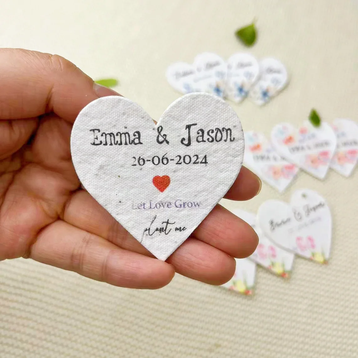 Personalized Bulk Seed Paper Wedding Favors, Eco-friendly Wedding Gifts for Guest, Plantable Heart Shapes Seed Paper, Custom Sho