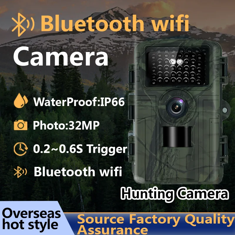 

32MP 4K HD WIFI Bluetooth камера для охоты на дикую природу ИК ночного видения с активацией движения Trail CamIP66 наблюдение за животными PR5000