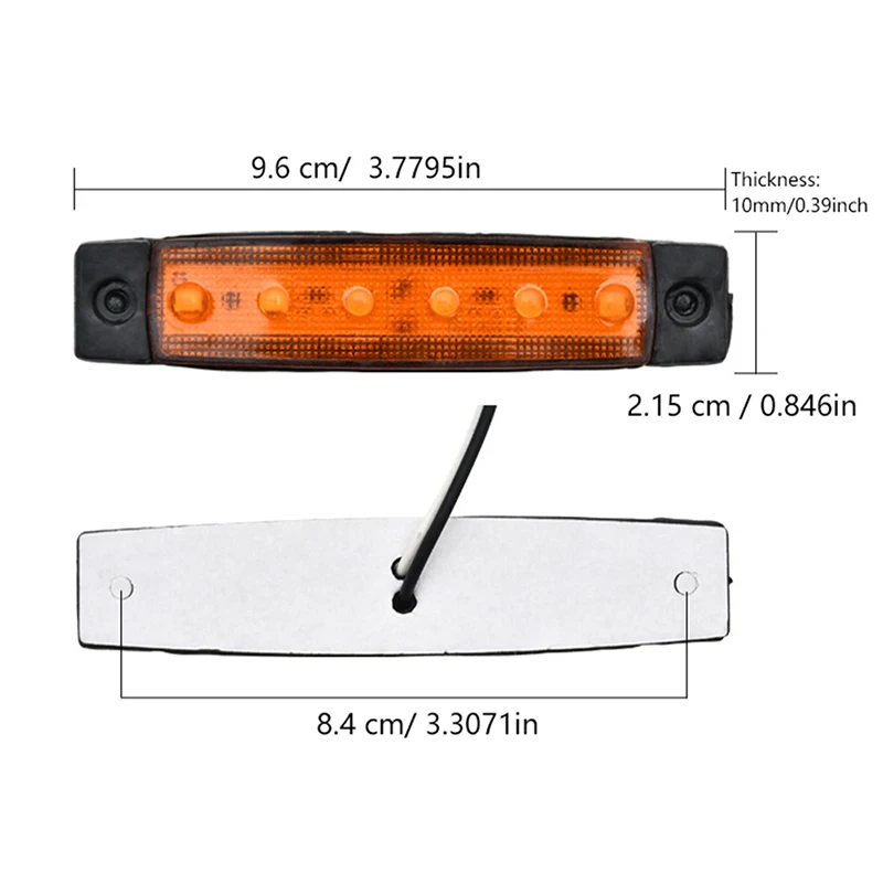 Caminhão Trailer Side Marker Indicadores, Clearance Light, Freio do carro, Destaque traseiro, Luz traseira, Lâmpada de sinal de advertência, 6LED, 12V, 24V, 1Pc