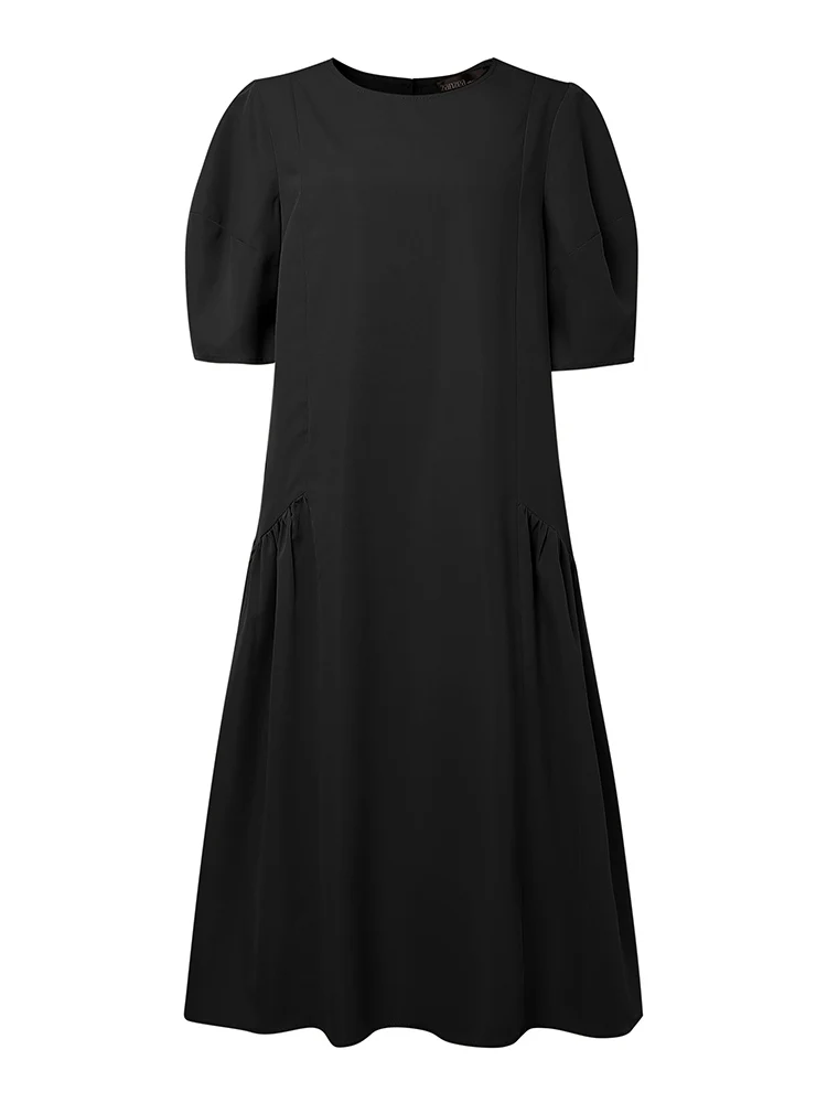 ZANZEA فساتين النساء الموضة 2025 الخريف فستان فضفاض الصلبة أنيق 3/4 فانوس كم العمل Vestidos رداء فام الصيف فستان الشمس