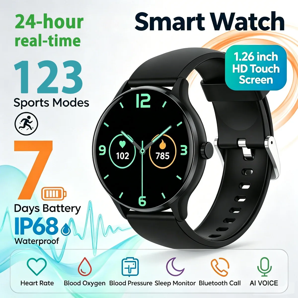 Nouvelle Montre Connectée 2026 Homme Femme : Appel Bluetooth, 123+ Modes Sportifs, Lampe Torche, Jeu, Fonction Écran Partagé, Montre Intelligente d'Extérieur