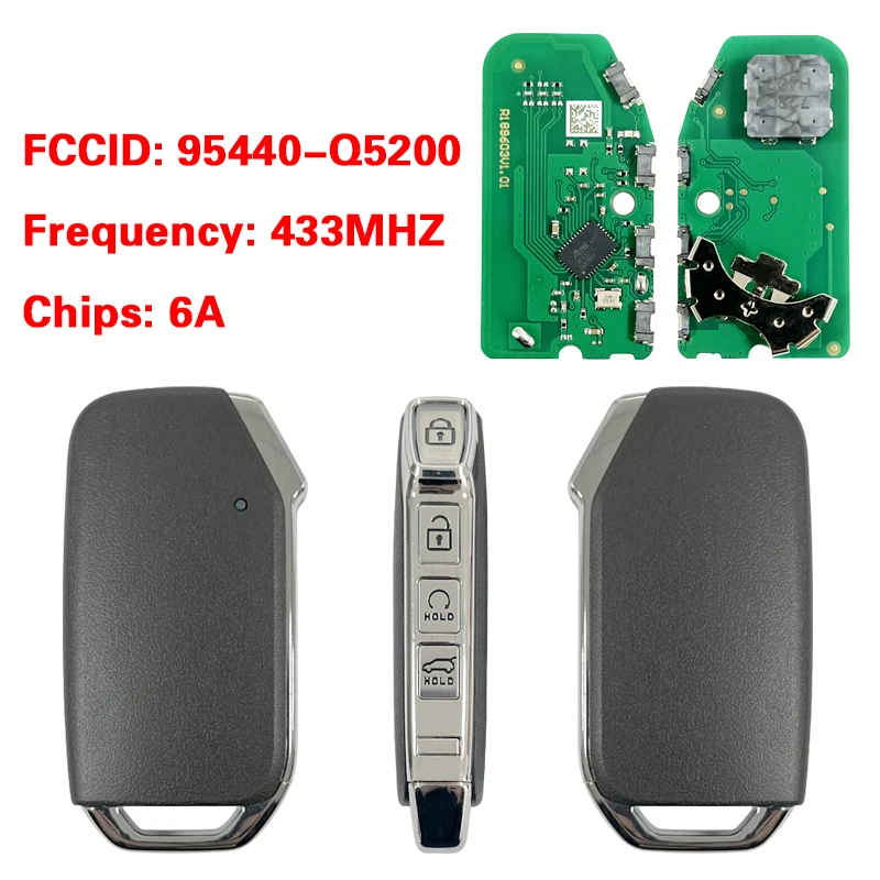 CN051253 Part Number 95440-Q5200 For Kia Seltos 2020 Smart Car Key Remote 4 Buttons 433MHz 6A Chip Keyless Go With Blade